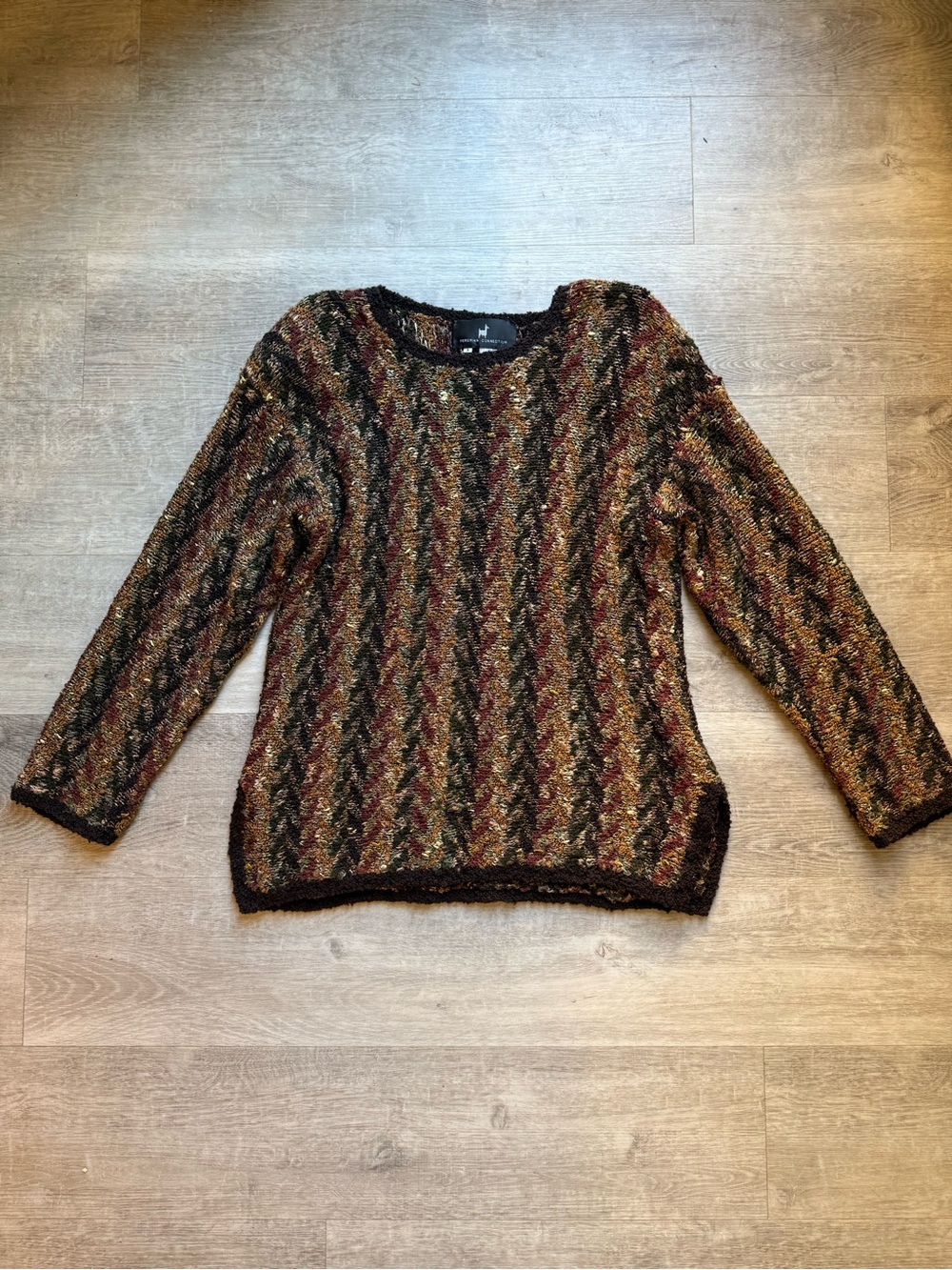 Peruvian Connection Multicolor Wool Blend Sweater Size M Light Shoulder Pad